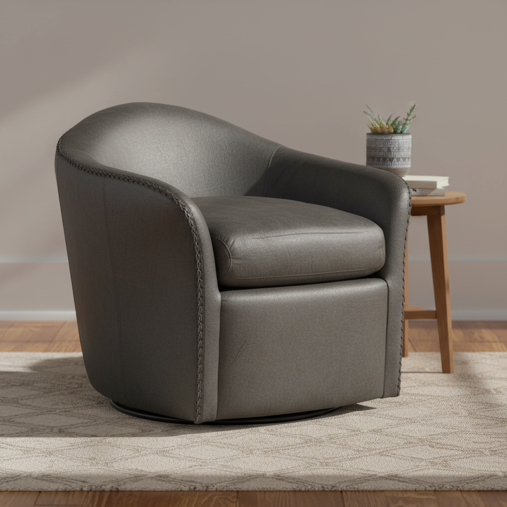 Fauteuil de club pivotant Blue Steel avec dossier fixe et coussin d'assise amovible, 1 place