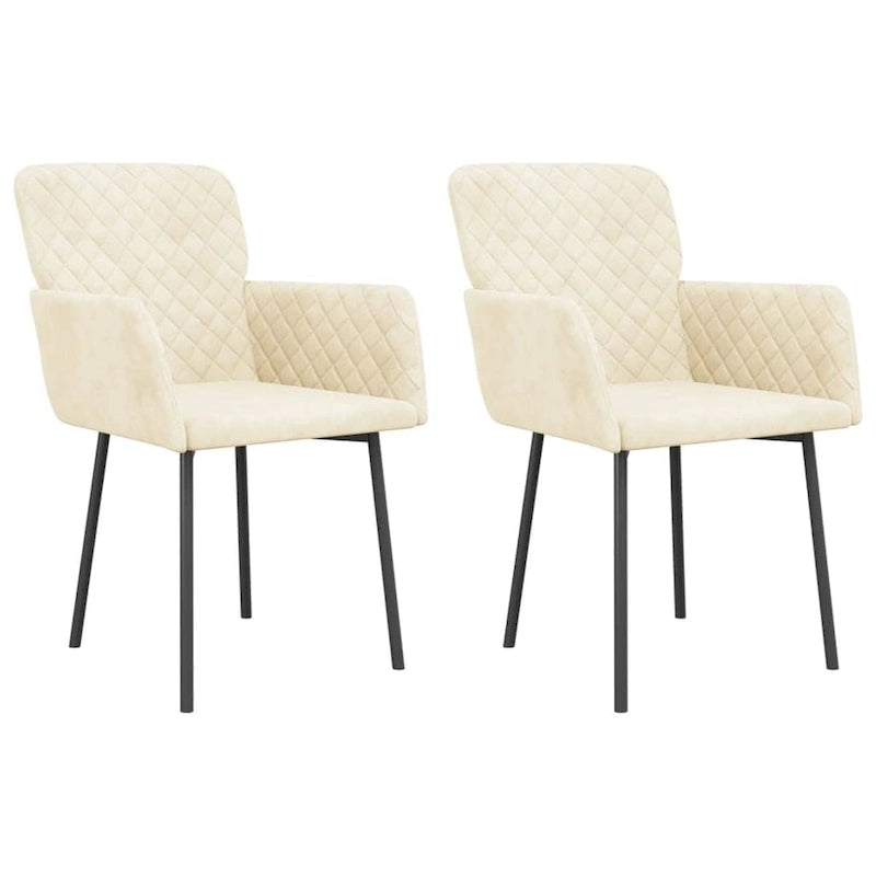 Chaise de salle à manger capitonnée en velours gris clair/gris foncé/crème/noir avec accoudoirs et dossier rembourrés en mousse, lot de 2, pour 2 personnes