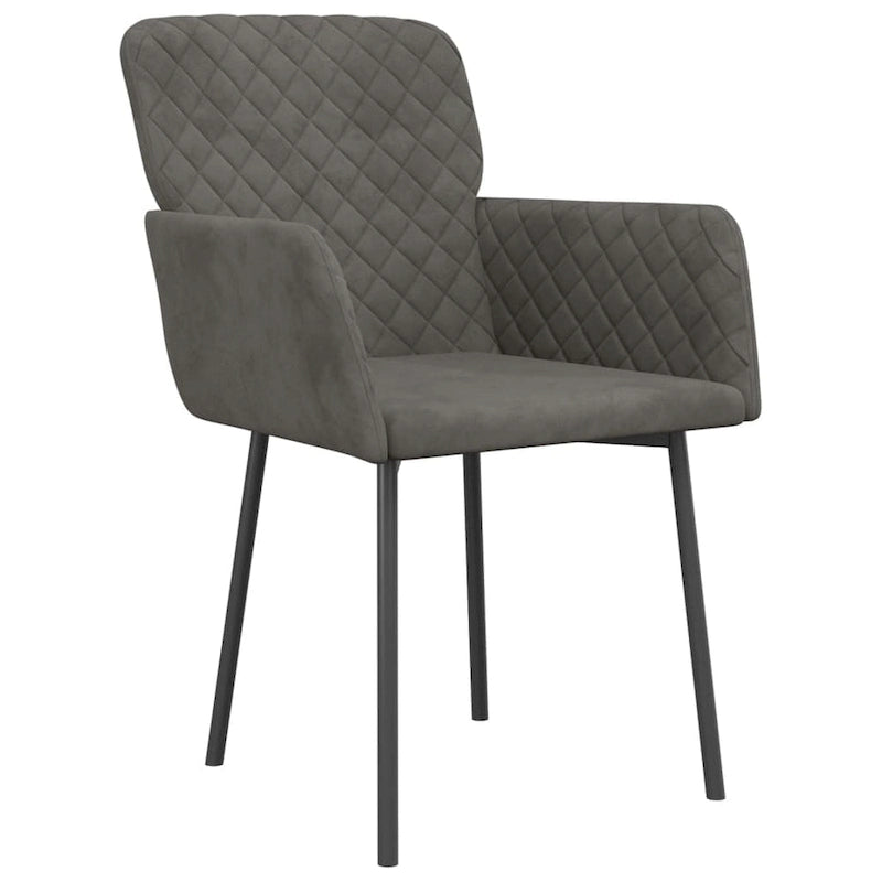 Chaise de salle à manger capitonnée en velours gris clair/gris foncé/crème/noir avec accoudoirs et dossier rembourrés en mousse, lot de 2, pour 2 personnes