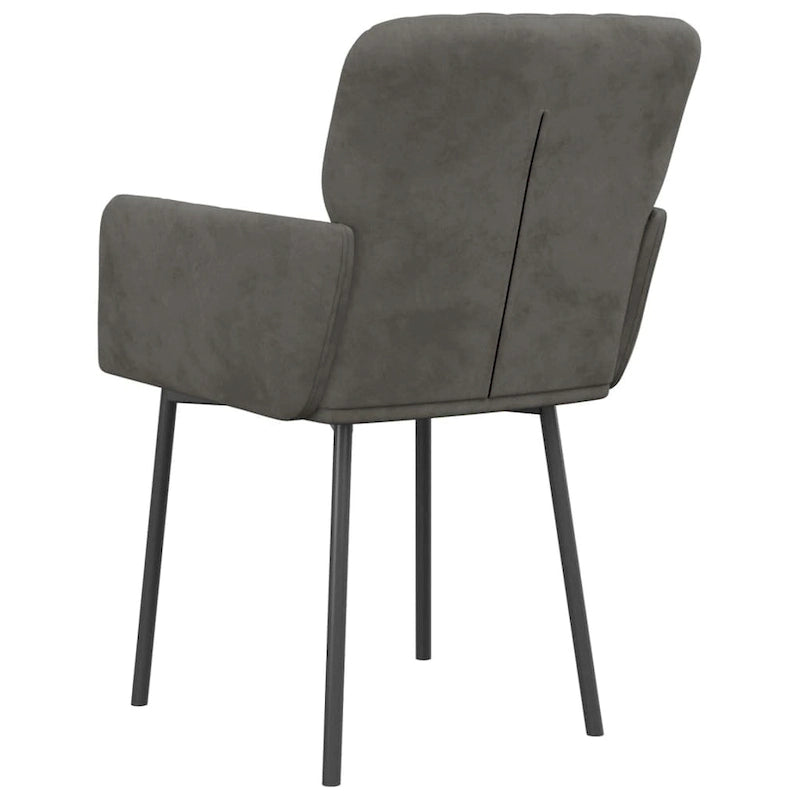 Chaise de salle à manger capitonnée en velours gris clair/gris foncé/crème/noir avec accoudoirs et dossier rembourrés en mousse, lot de 2, pour 2 personnes