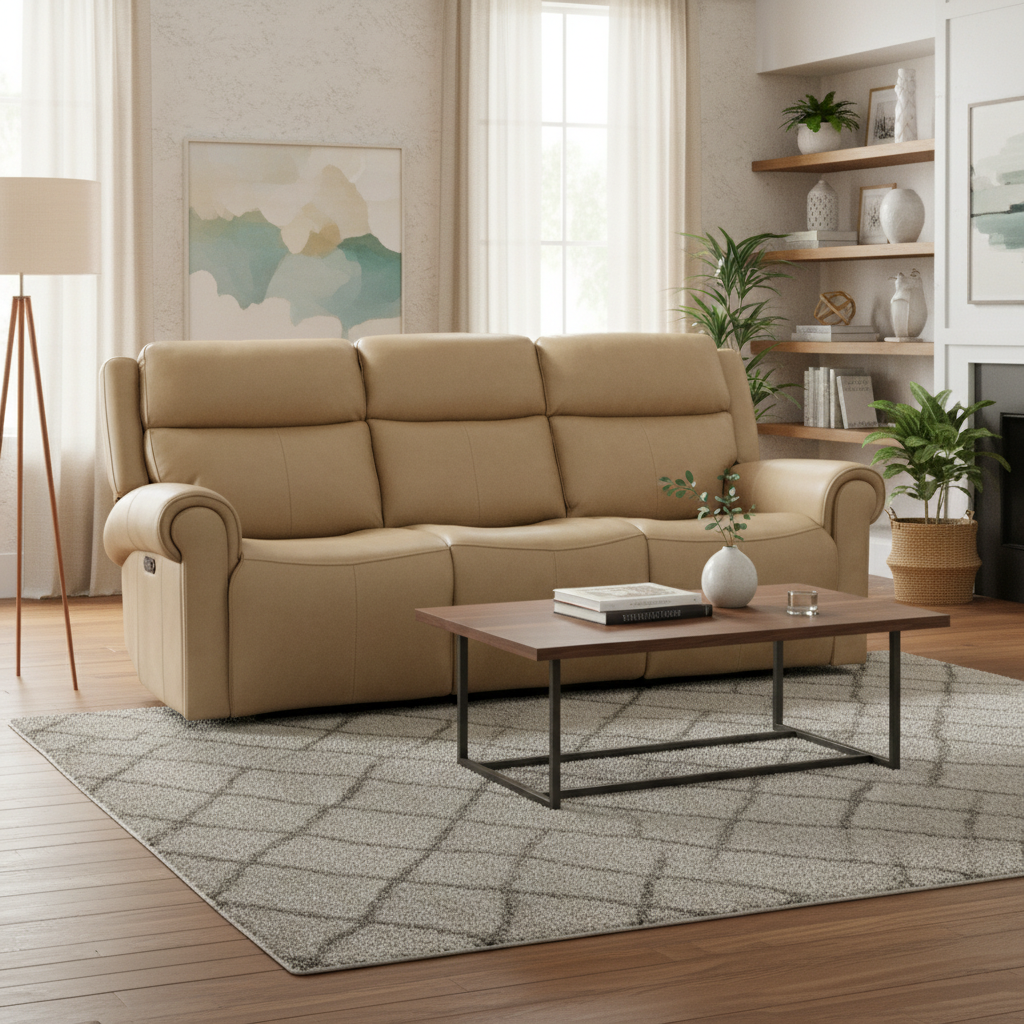 Canapé inclinable électrique en cuir de 226 cm avec gravité zéro, appuie-tête électrique et port USB, 3 places