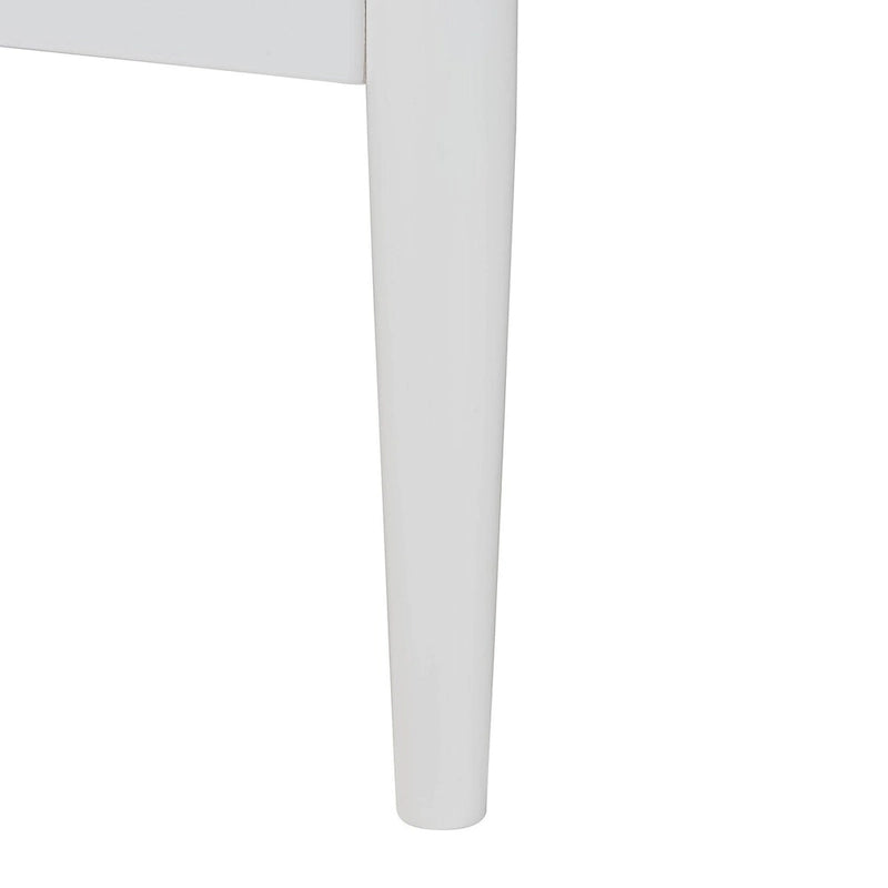 Lit plateforme côtier en bois d'hévéa blanc/brun naturel avec tête de lit géométrique sculptée et pieds fuselés, Queen/King, pour 2 personnes