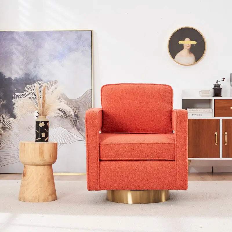 Fauteuil club pivotant à 360° Blanc/Orange/Gris/Vert avec ressorts ensachés et coussin amovible, 1 place
