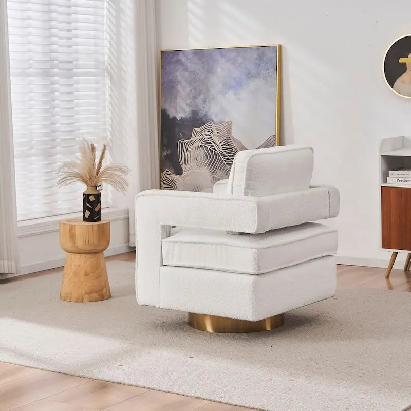 Fauteuil club pivotant à 360° Blanc/Orange/Gris/Vert avec ressorts ensachés et coussin amovible, 1 place