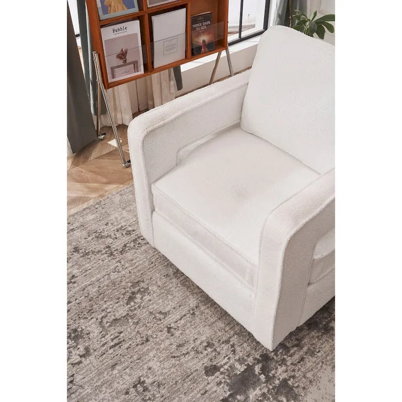 Fauteuil club pivotant à 360° Blanc/Orange/Gris/Vert avec ressorts ensachés et coussin amovible, 1 place