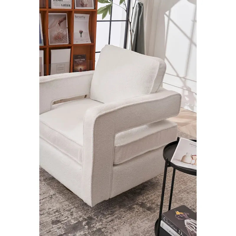 Fauteuil club pivotant à 360° Blanc/Orange/Gris/Vert avec ressorts ensachés et coussin amovible, 1 place