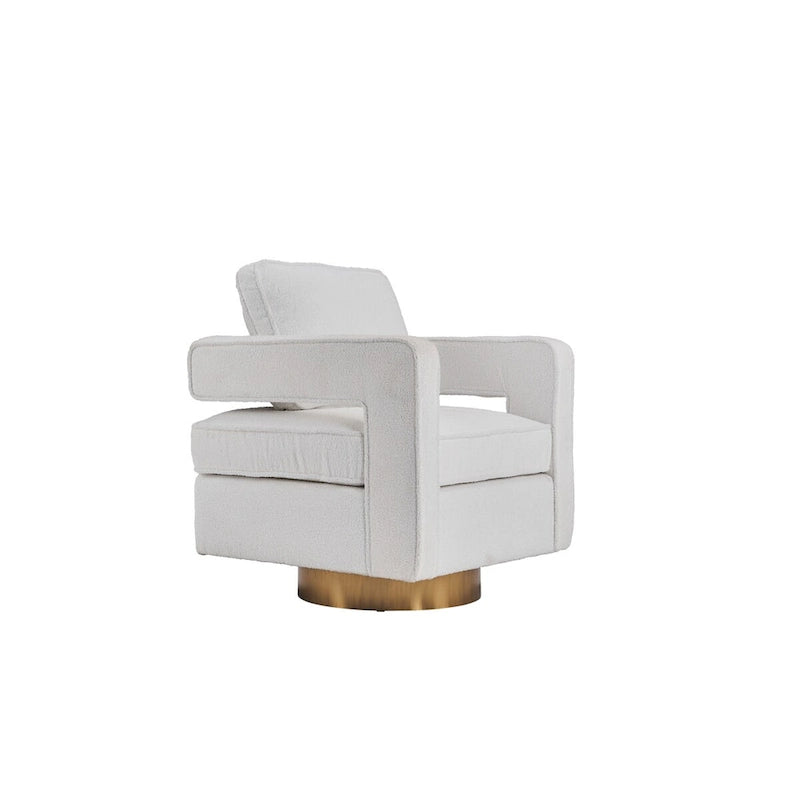 Fauteuil club pivotant à 360° Blanc/Orange/Gris/Vert avec ressorts ensachés et coussin amovible, 1 place