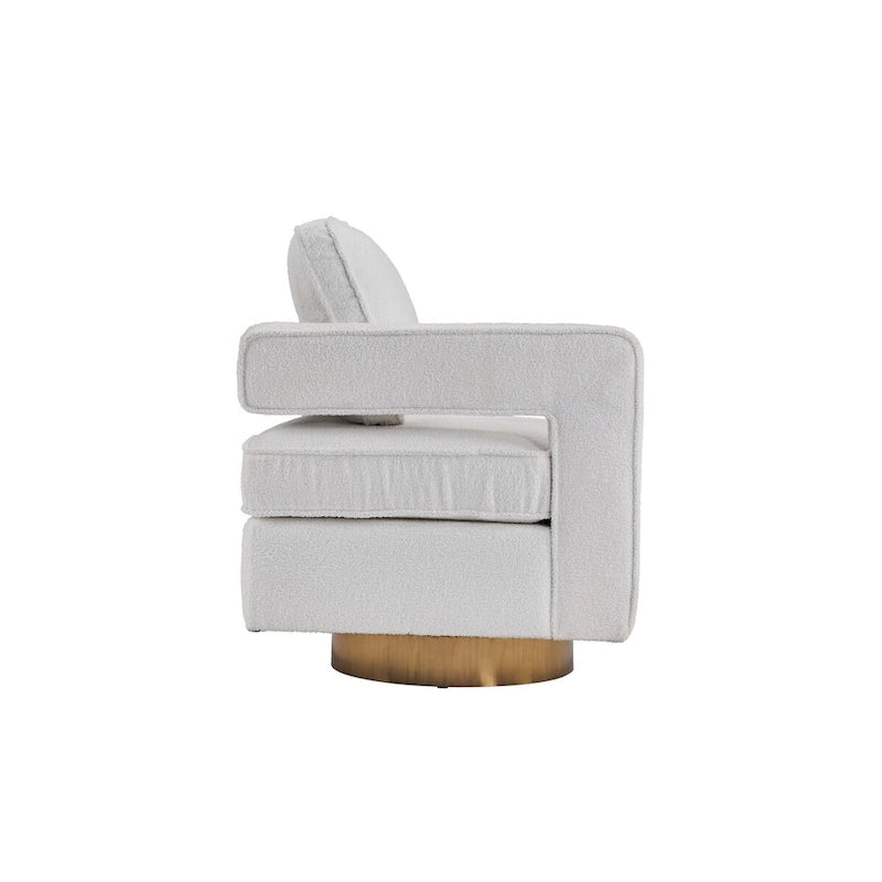 Fauteuil club pivotant à 360° Blanc/Orange/Gris/Vert avec ressorts ensachés et coussin amovible, 1 place