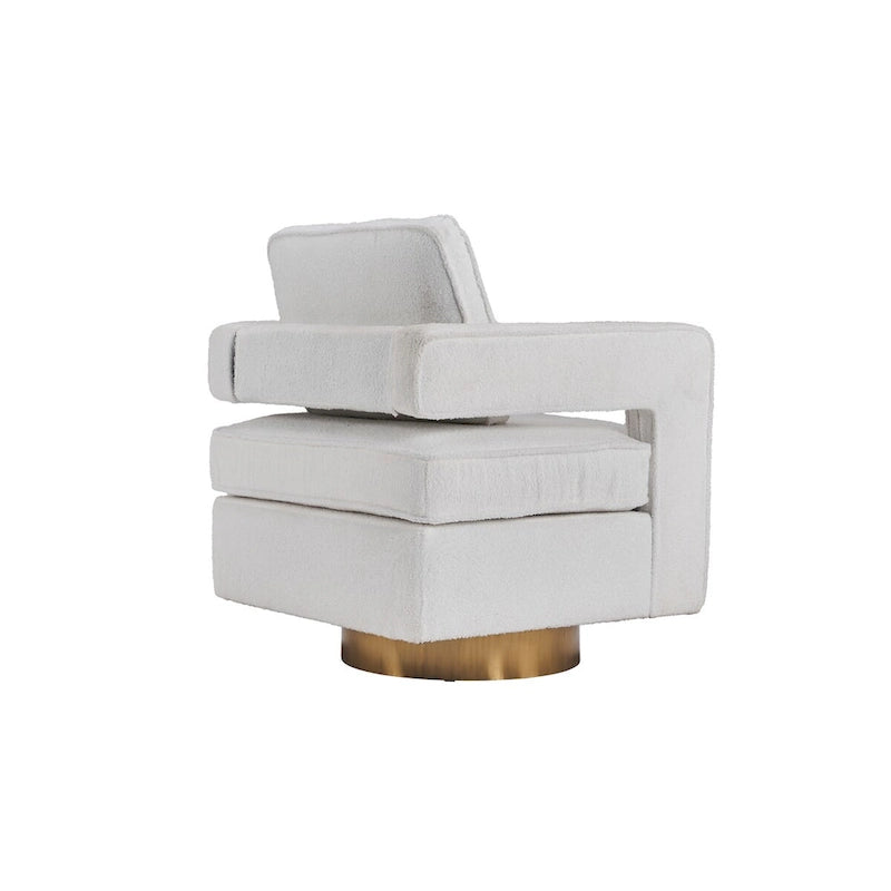 Fauteuil club pivotant à 360° Blanc/Orange/Gris/Vert avec ressorts ensachés et coussin amovible, 1 place