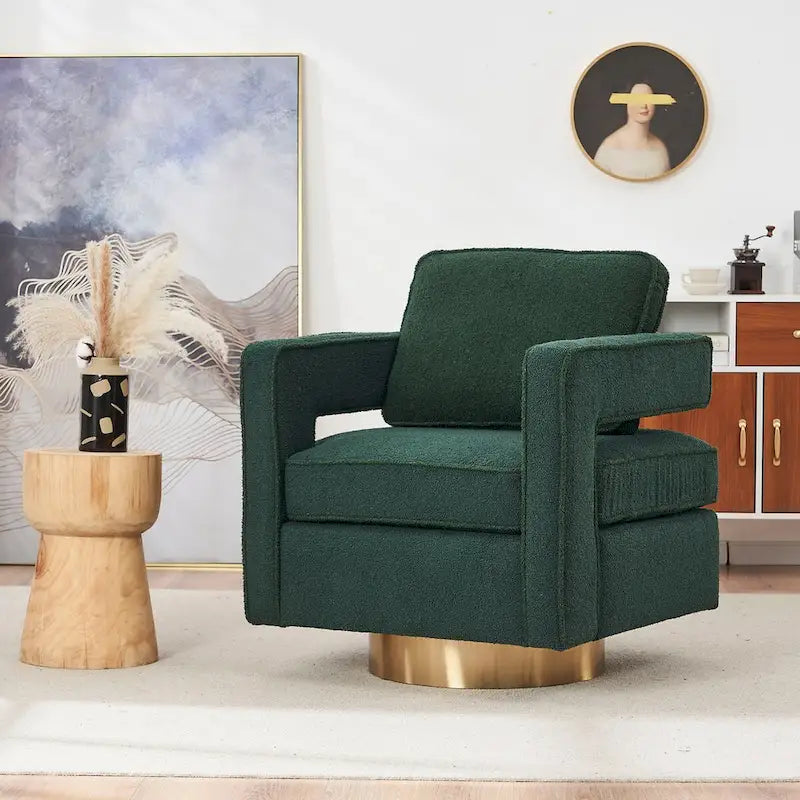Fauteuil club pivotant à 360° Blanc/Orange/Gris/Vert avec ressorts ensachés et coussin amovible, 1 place