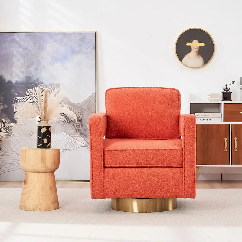 Fauteuil club pivotant à 360° Blanc/Orange/Gris/Vert avec ressorts ensachés et coussin amovible, 1 place