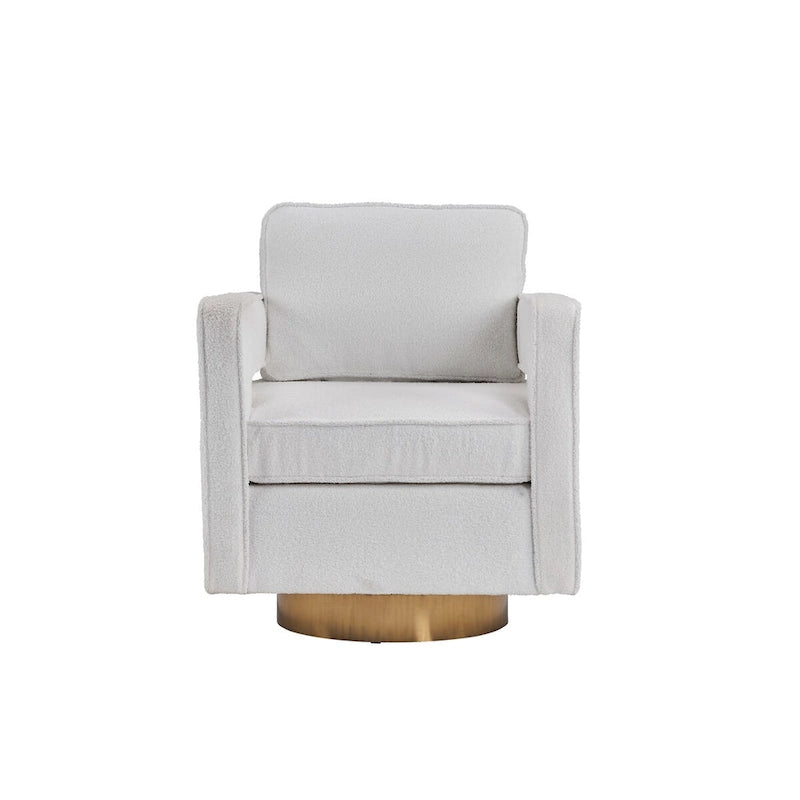 Fauteuil club pivotant à 360° Blanc/Orange/Gris/Vert avec ressorts ensachés et coussin amovible, 1 place