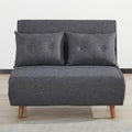 Fauteuil convertible gris foncé/beige/bleu/jaune en lit avec capitonnage et pieds en bouleau, 1 place