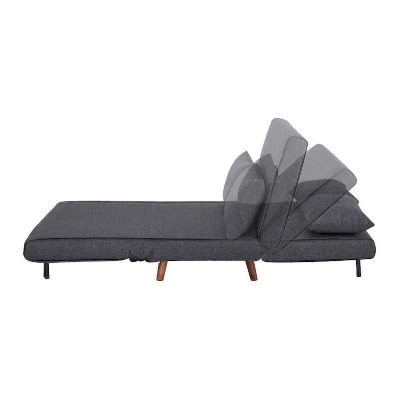Fauteuil convertible gris foncé/beige/bleu/jaune en lit avec capitonnage et pieds en bouleau, 1 place