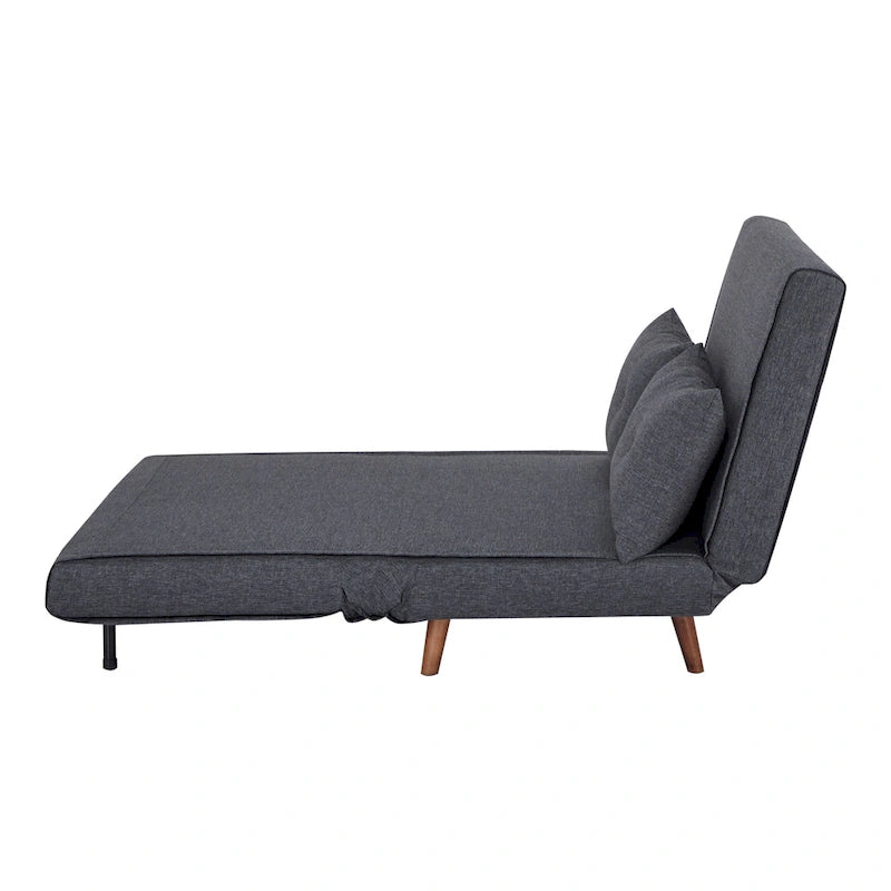 Fauteuil convertible gris foncé/beige/bleu/jaune en lit avec capitonnage et pieds en bouleau, 1 place