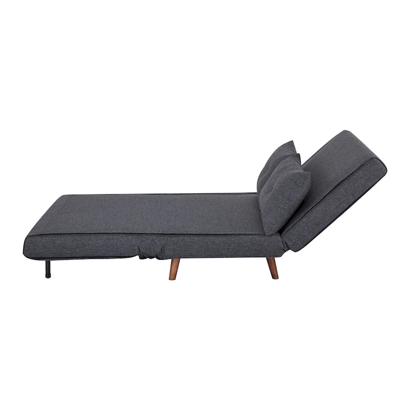 Fauteuil convertible gris foncé/beige/bleu/jaune en lit avec capitonnage et pieds en bouleau, 1 place
