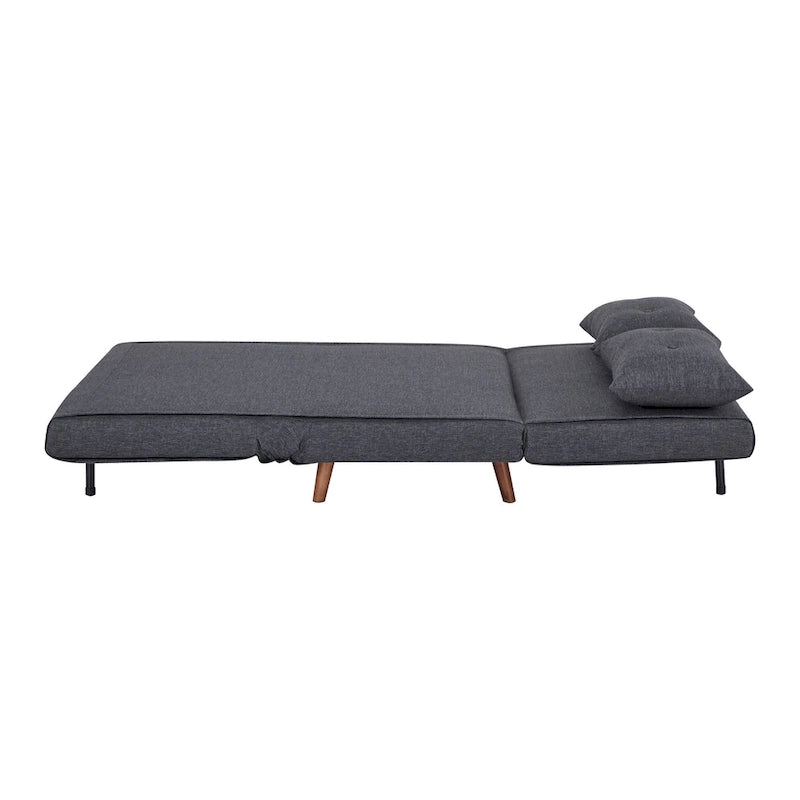 Fauteuil convertible gris foncé/beige/bleu/jaune en lit avec capitonnage et pieds en bouleau, 1 place