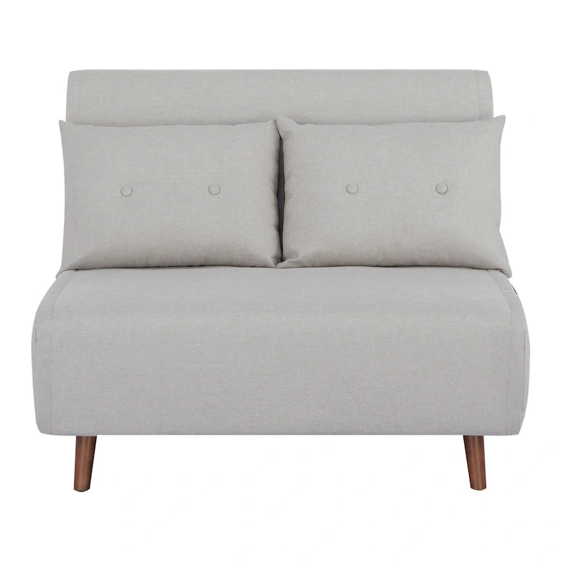 Fauteuil convertible gris foncé/beige/bleu/jaune en lit avec capitonnage et pieds en bouleau, 1 place