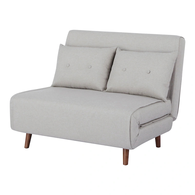 Fauteuil convertible gris foncé/beige/bleu/jaune en lit avec capitonnage et pieds en bouleau, 1 place