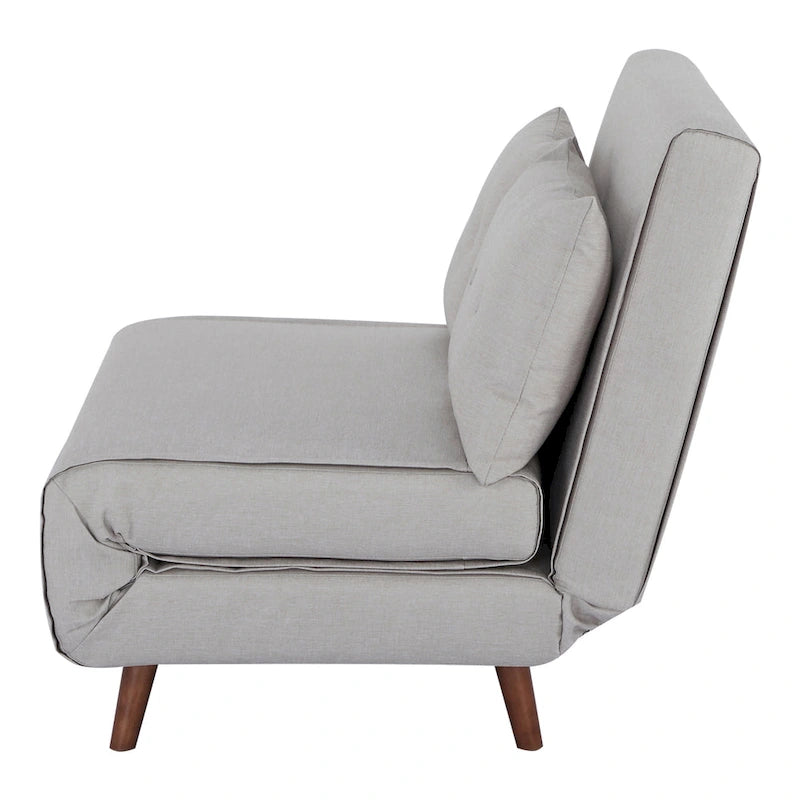 Fauteuil convertible gris foncé/beige/bleu/jaune en lit avec capitonnage et pieds en bouleau, 1 place