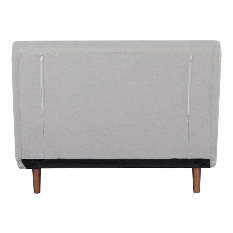 Fauteuil convertible gris foncé/beige/bleu/jaune en lit avec capitonnage et pieds en bouleau, 1 place