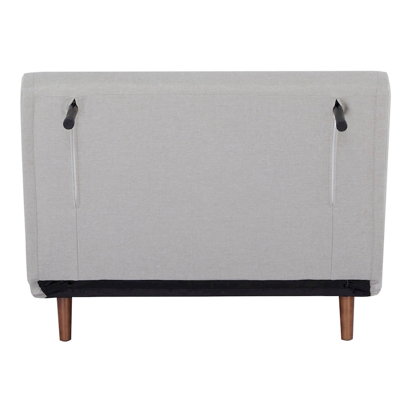 Fauteuil convertible gris foncé/beige/bleu/jaune en lit avec capitonnage et pieds en bouleau, 1 place