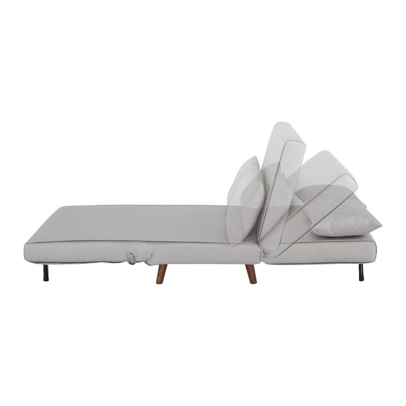 Fauteuil convertible gris foncé/beige/bleu/jaune en lit avec capitonnage et pieds en bouleau, 1 place