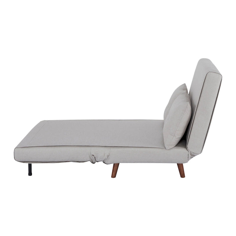 Fauteuil convertible gris foncé/beige/bleu/jaune en lit avec capitonnage et pieds en bouleau, 1 place