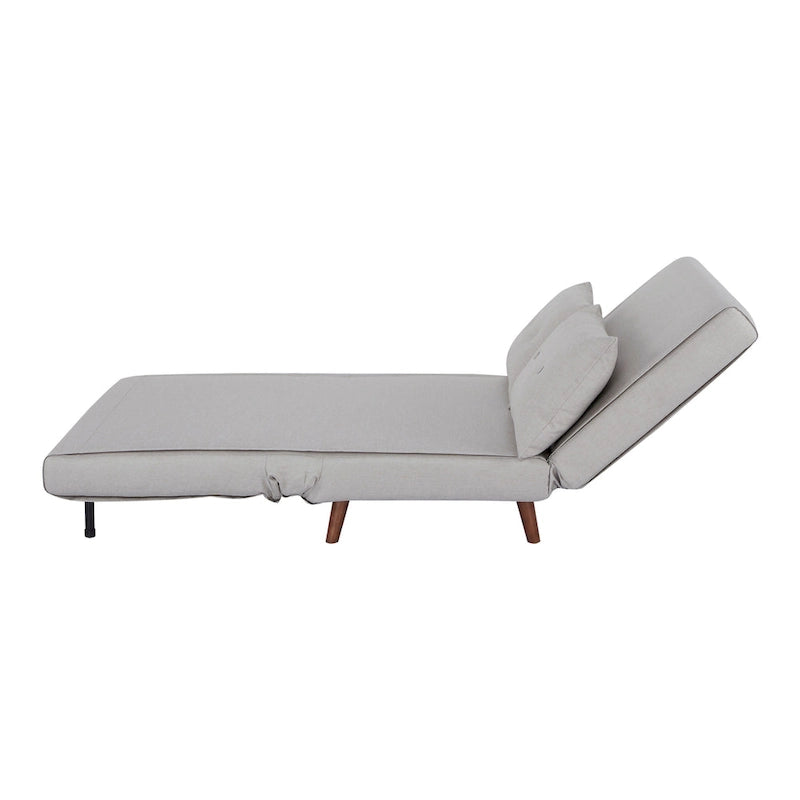 Fauteuil convertible gris foncé/beige/bleu/jaune en lit avec capitonnage et pieds en bouleau, 1 place