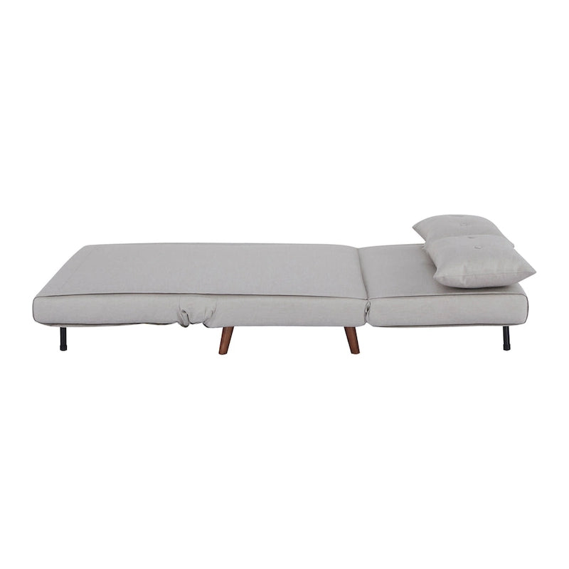 Fauteuil convertible gris foncé/beige/bleu/jaune en lit avec capitonnage et pieds en bouleau, 1 place