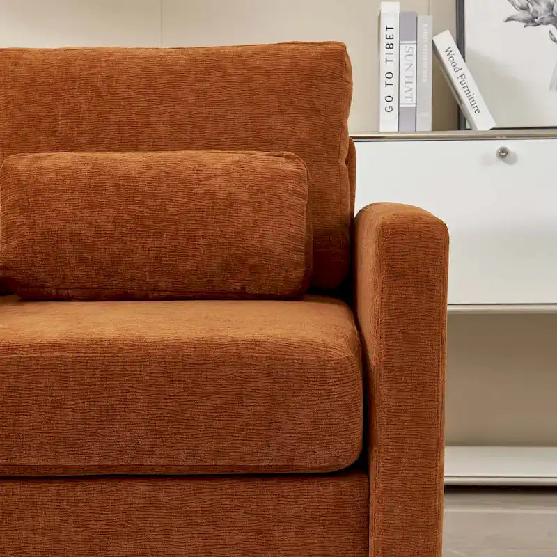 Fauteuil d'appoint en chenille de style Mid-Century, 1 place, vert/orange/gris/beige