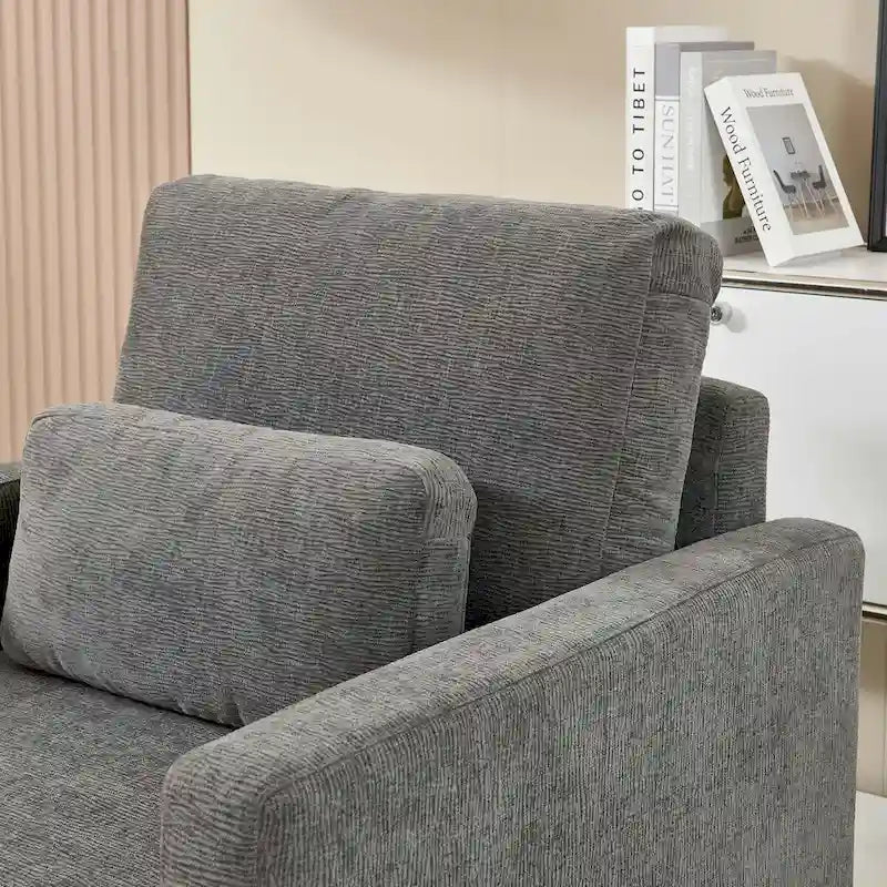 Fauteuil d'appoint en chenille de style Mid-Century, 1 place, vert/orange/gris/beige