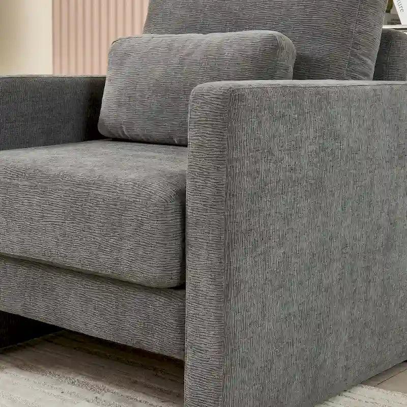 Fauteuil d'appoint en chenille de style Mid-Century, 1 place, vert/orange/gris/beige