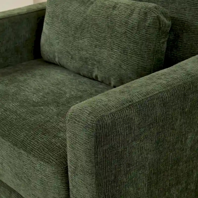 Fauteuil d'appoint en chenille de style Mid-Century, 1 place, vert/orange/gris/beige