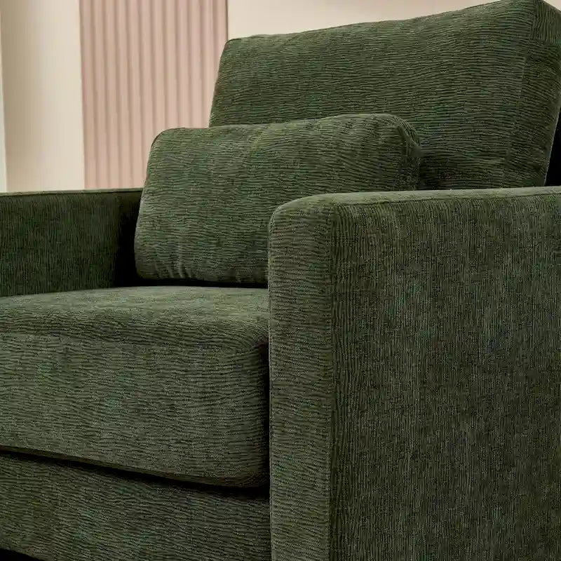 Fauteuil d'appoint en chenille de style Mid-Century, 1 place, vert/orange/gris/beige