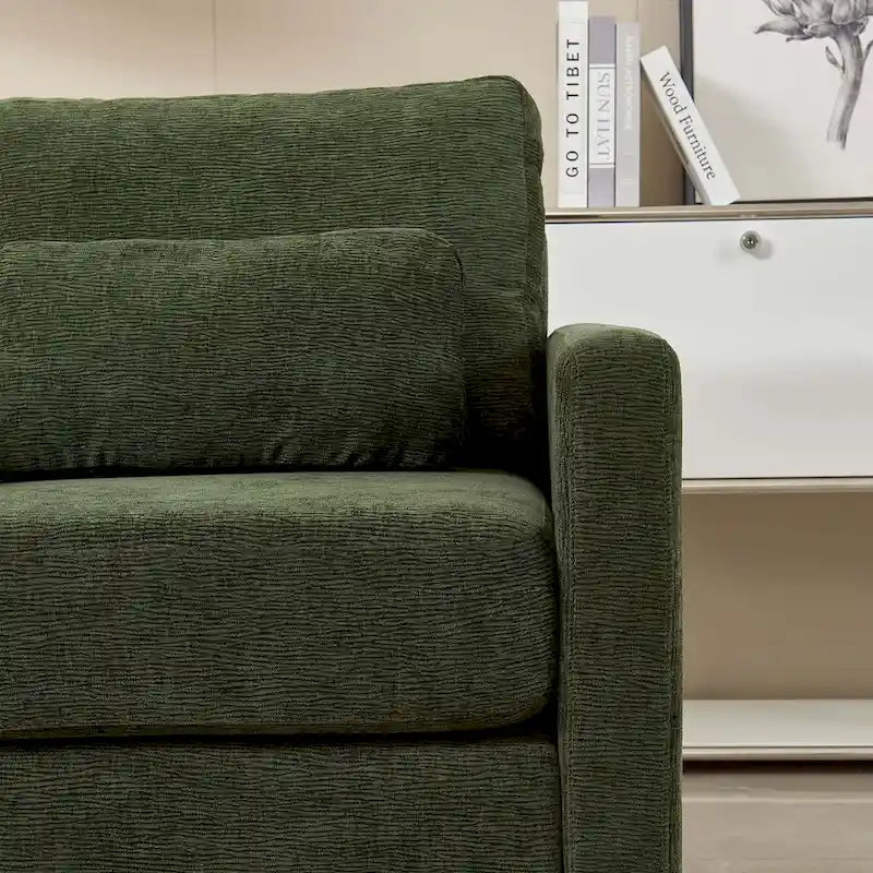Fauteuil d'appoint en chenille de style Mid-Century, 1 place, vert/orange/gris/beige
