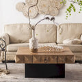 41.73 Square Retro Coffee Table with 2 Drawers