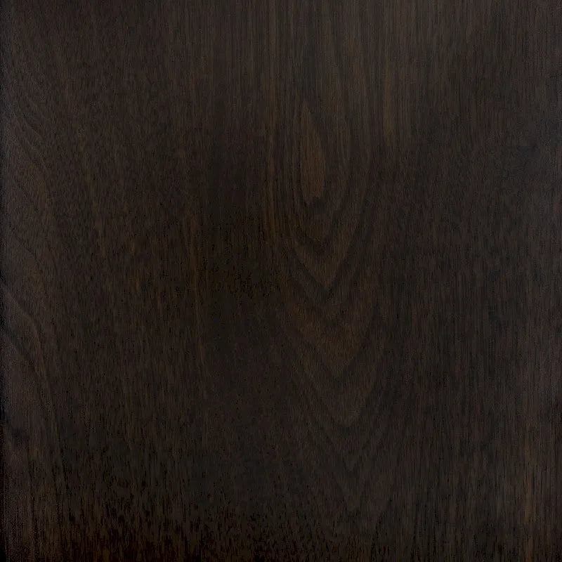Table d'appoint ronde en bois à dessus marron/terre d'ombre/blanc avec base carrée en métal