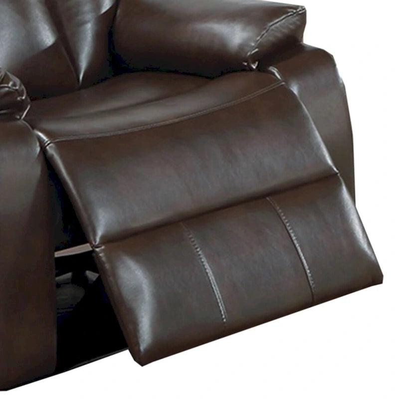 Fauteuil inclinable manuel brun avec similicuir gel, accoudoirs et appui-tête rembourrés, 1 place