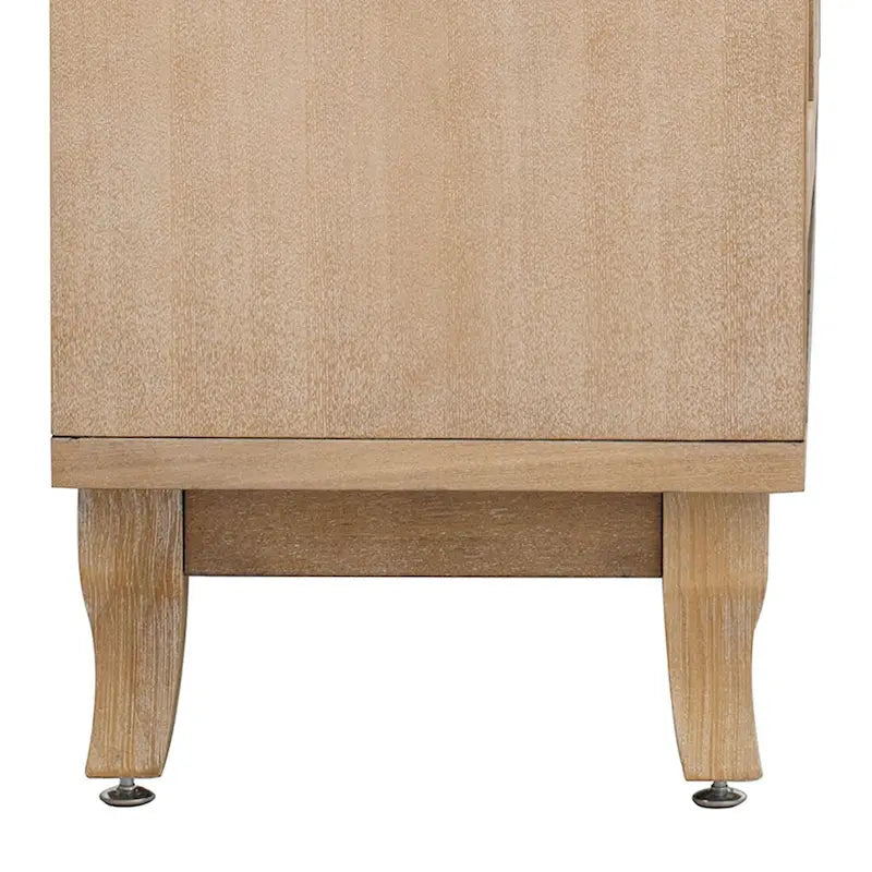 Vaisselier moderne noir/champagne/bois naturel avec 3 portes de placard miroir et pieds réglables