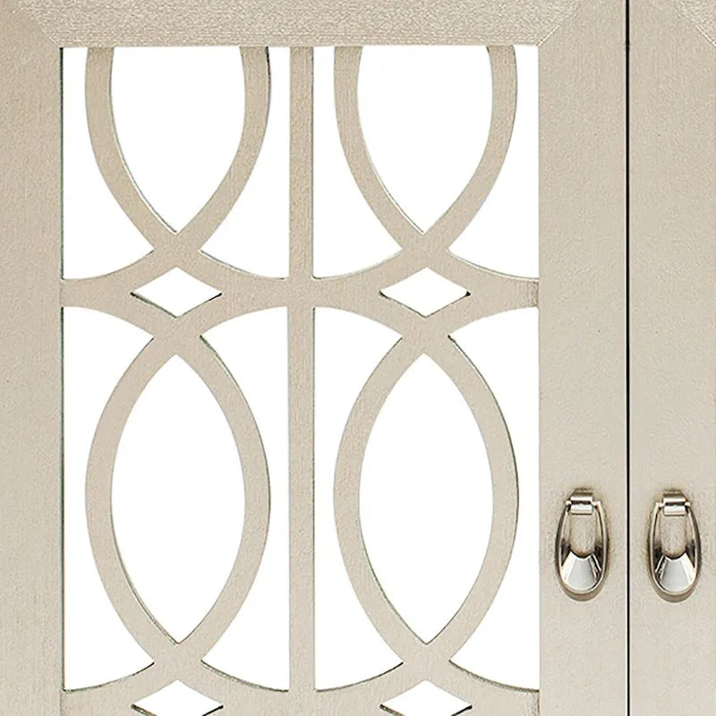 Vaisselier moderne noir/champagne/bois naturel avec 3 portes de placard miroir et pieds réglables