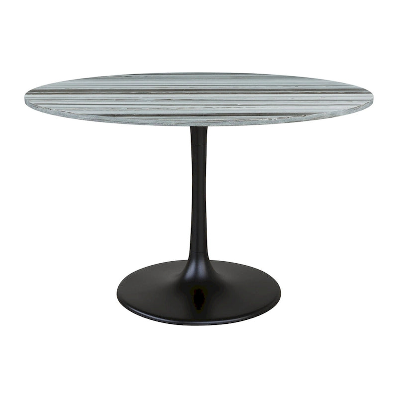 Table à manger moderne plateau marbre gris/noir, piètement acier, pour 4-6 personnes