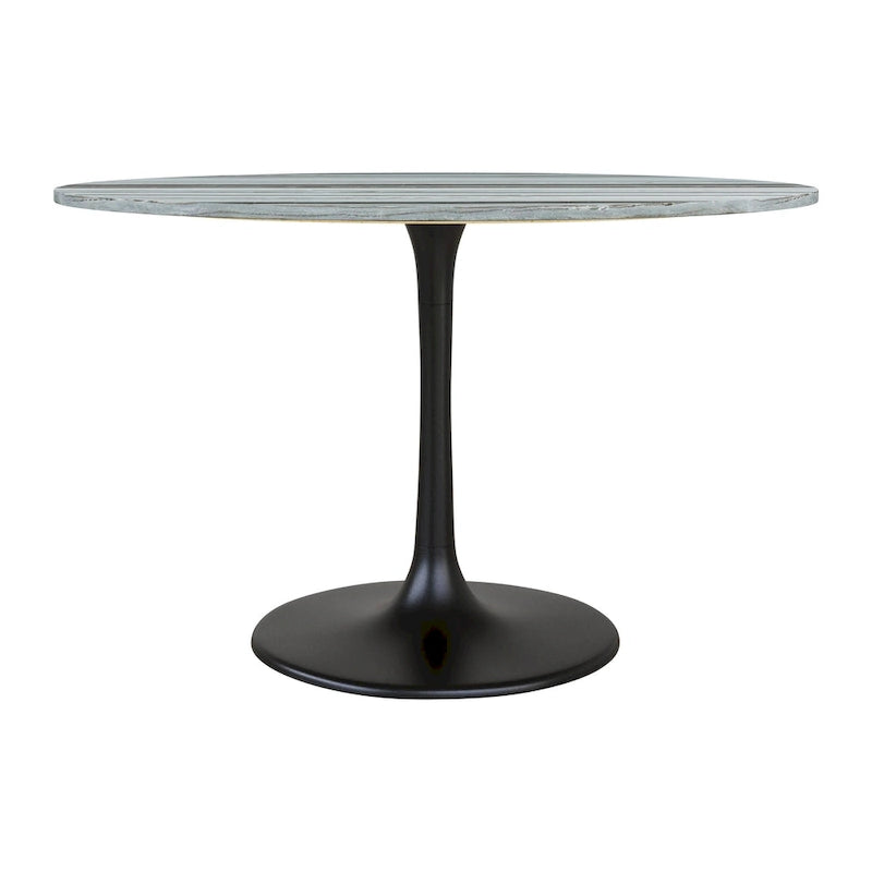 Table à manger moderne plateau marbre gris/noir, piètement acier, pour 4-6 personnes
