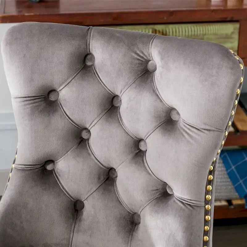 Chaise de bureau/maison en velours capitonné beige/noir/rose/gris avec base en métal doré, hauteur réglable et pivotement à 360°, pour 1 personne