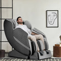 Fauteuil de massage corporel complet inclinable Zéro Gravité, anthracite/havane, avec surpiqûres losanges et fonction chauffante, 1 place