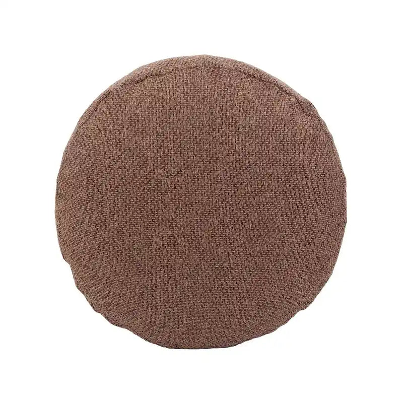 Pouf Rond Chocolat, Tissu Tressé, 1 Place