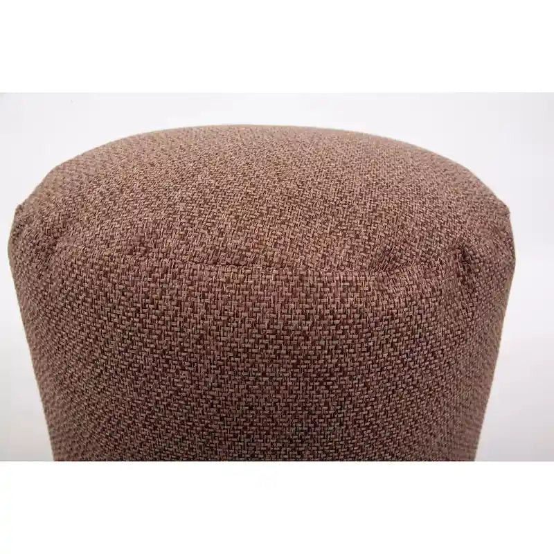 Pouf Rond Chocolat, Tissu Tressé, 1 Place