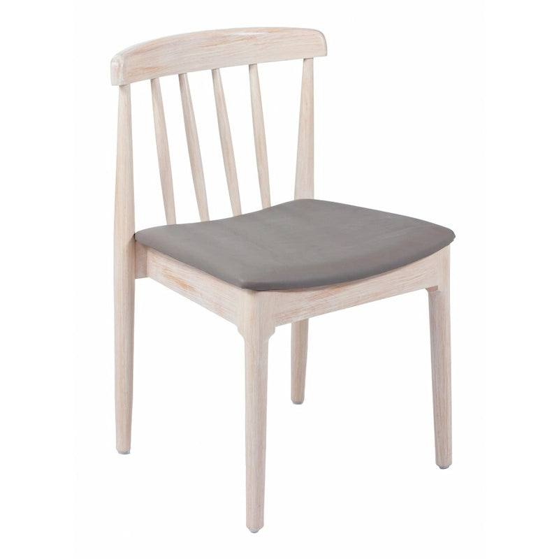 Chaise de salle à manger en hêtre massif marron/blanc antique ou noir avec dossier incurvé à fuseaux et assise rembourrée en vinyle, pour 1 personne