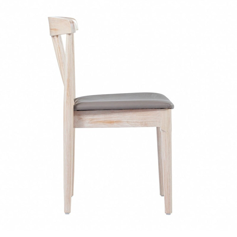 Chaise de salle à manger en hêtre massif marron/blanc antique ou noir avec dossier incurvé à fuseaux et assise rembourrée en vinyle, pour 1 personne