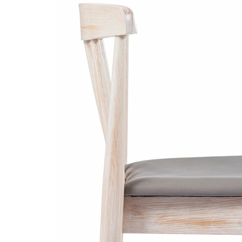 Chaise de salle à manger en hêtre massif marron/blanc antique ou noir avec dossier incurvé à fuseaux et assise rembourrée en vinyle, pour 1 personne